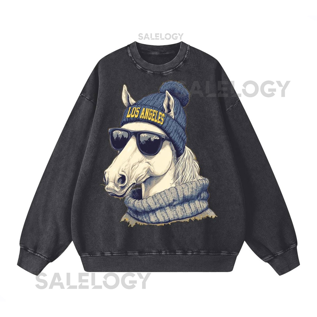 Los Angeles Spirit Animal Sweatshirt Vintage Style Oversize Crewneck Acid Wash Game Day Sweater_102