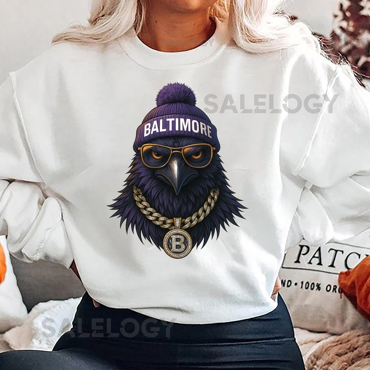 Baltimore Raven Sweatshirt Cool Bird Graphic Hoodie Vintage Streetwear Top Retro Hip Hop Raven Shirt Unisex Game Day Outfit Gift_135