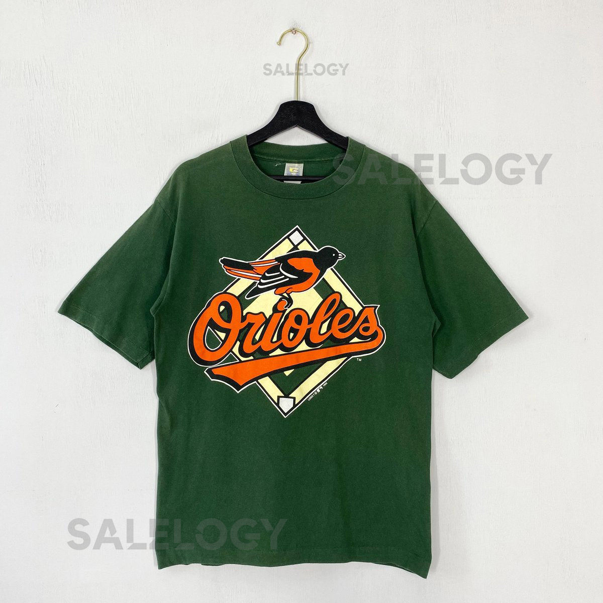 Vintage 90s Baltimore Orioles T-Shirt MLB Sportswear Single Stitch Green Large_614