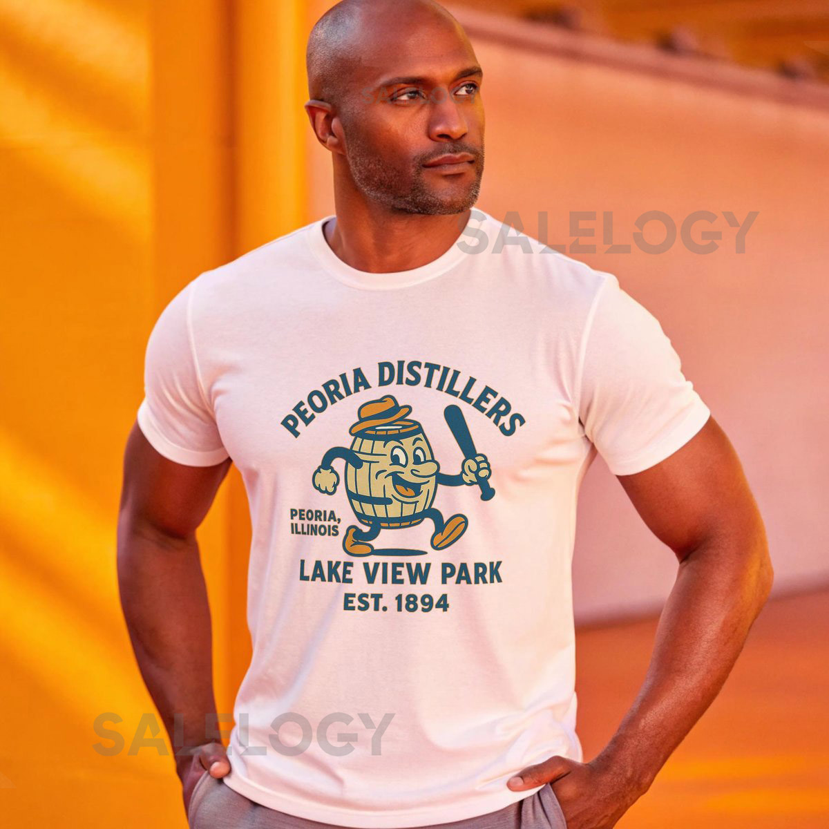 Peoria Distillers Barrel Mascot Vintage T Shirt Historic Minor League Team Alcohol Shirt Peoria Illinois Retro Baseball Tshirt Brewers Tee_501