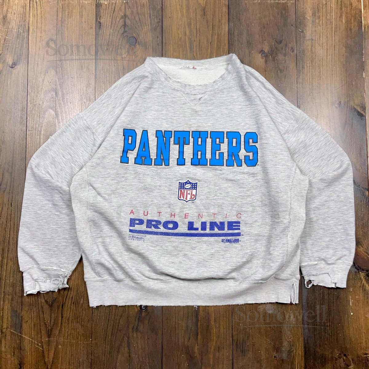 Vintage 1990s Carolina Panthers Thrashed Distressed NFL American Football Crewneck Sweatshirt see measurements for sizing_890