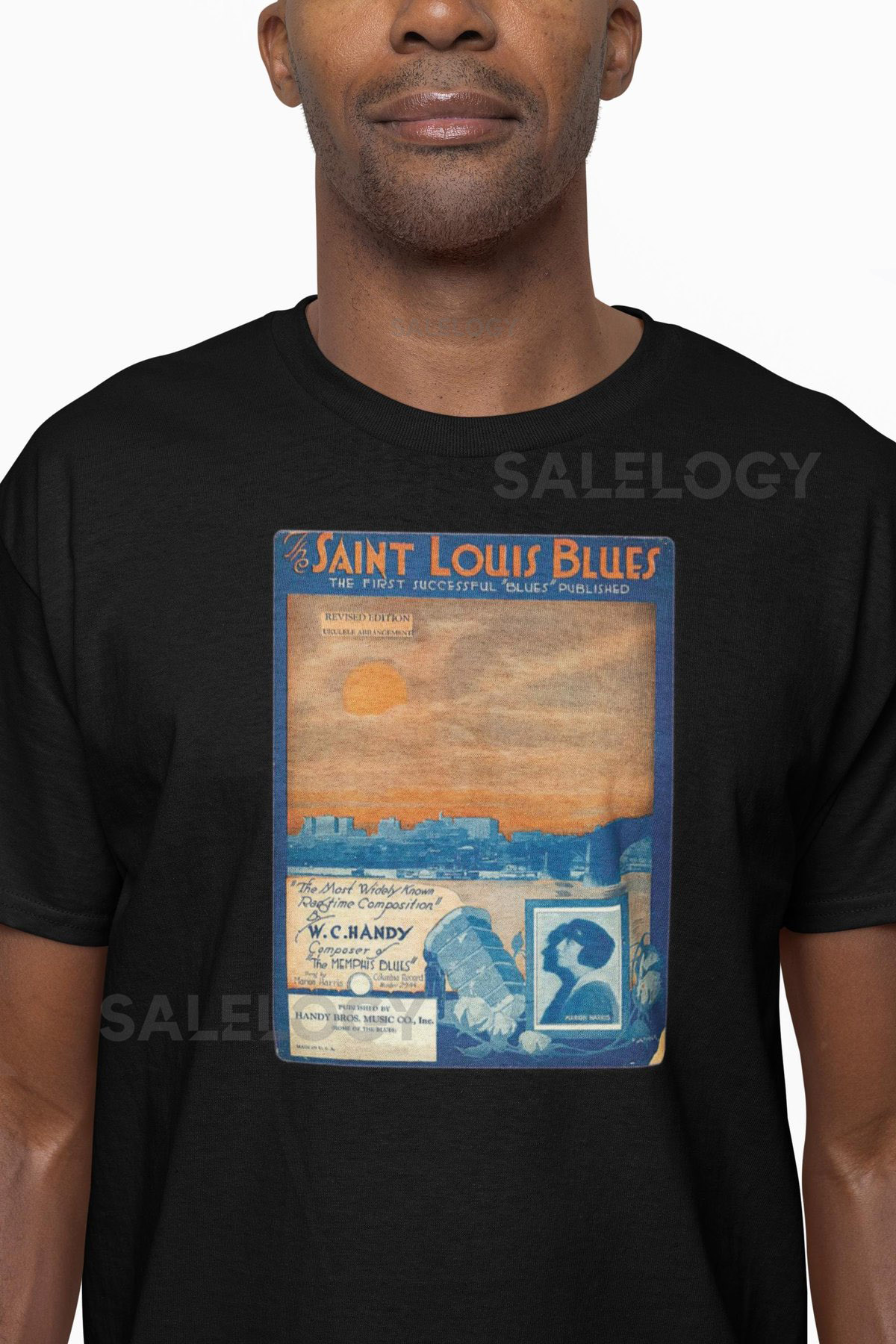Vintage St. Louis Blues T Shirt 1920s W.C. Handy Sheet Music Cover Design_761