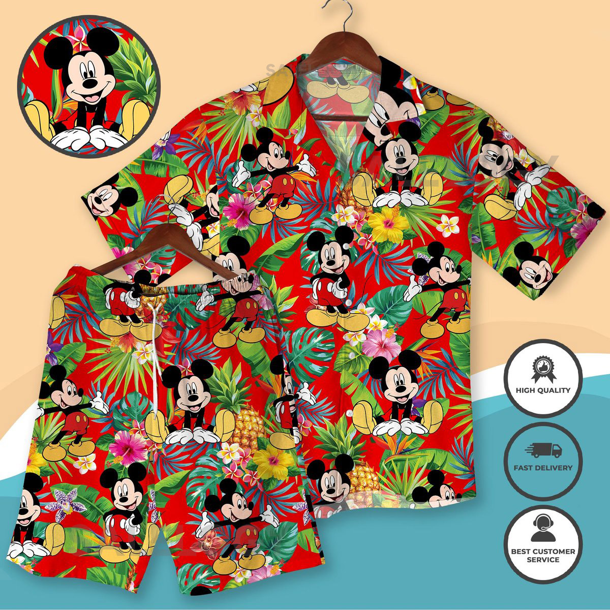 Christmas Mickey Red Hawaiian Shirt Holiday Vacation Outfit Santa Claus Mickey Button Down Shorts Festive Xmas Matching Shirt Gifts_40