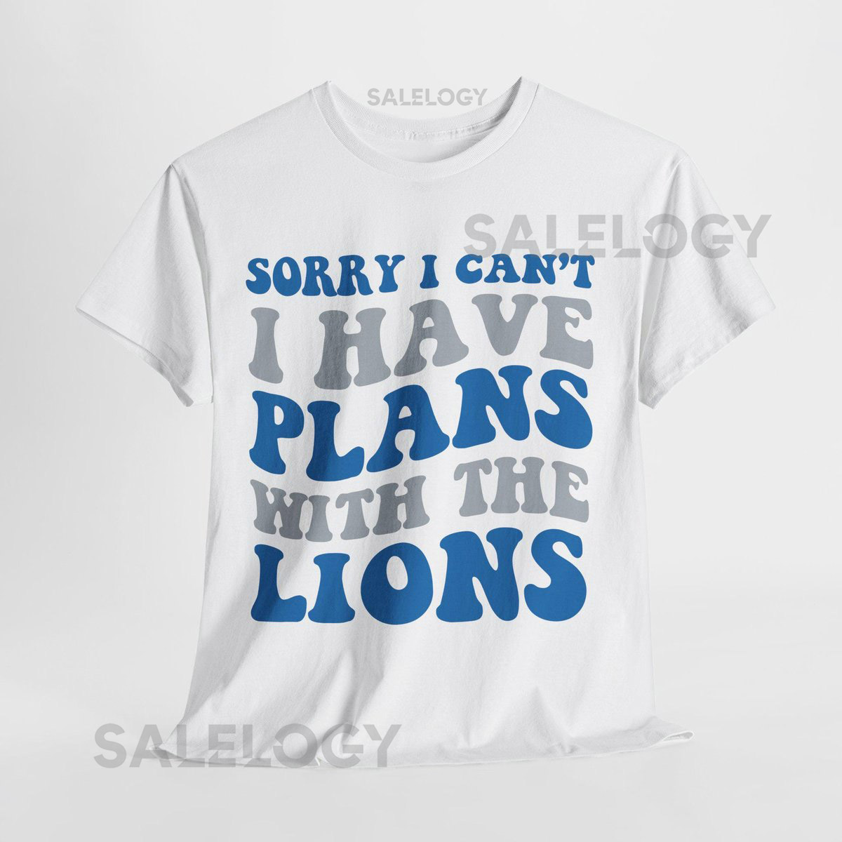 Sorry I Can't I Have Plans With Detroit Football Shirt Lions Fan Tee Blue and Silver Game Day Top_652