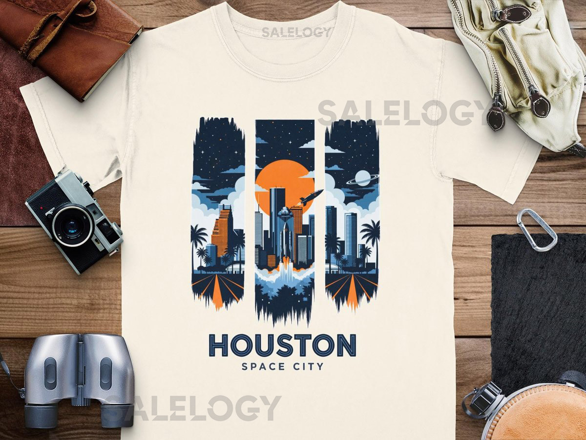 Houston Space City Comfort Color T-Shirt Comfort Color Sweater Vacation Shirt Travel Gift Retro Style Astrology Gift for Him _308