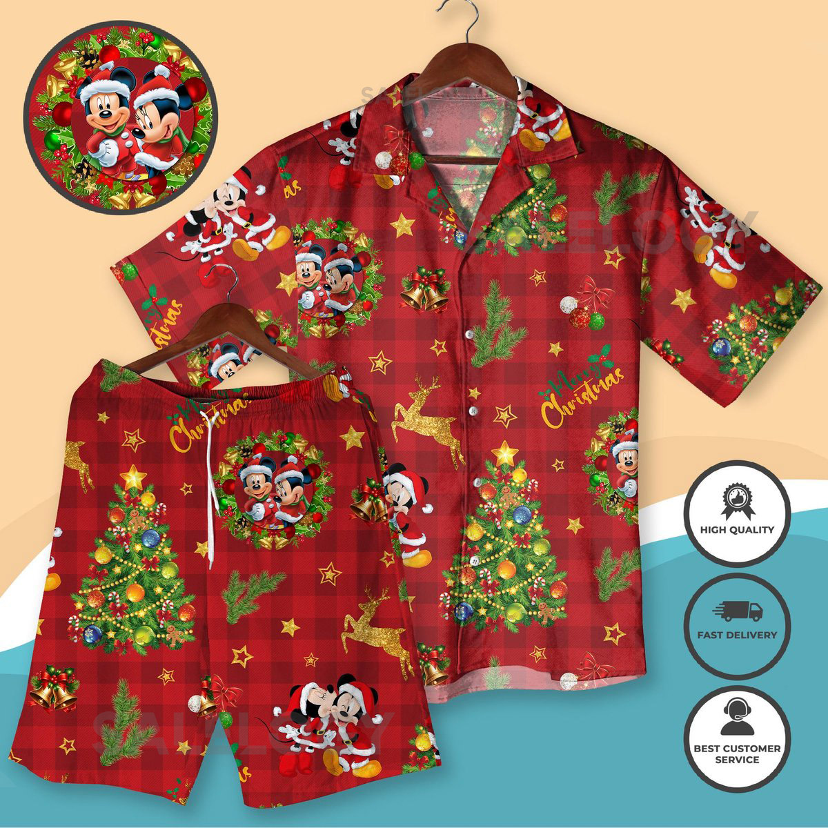 Mickey and Minnie Christmas Hawaiian Shirt Christmas Holiday Outfit Red Xmas Hawaiian Shirt Funny Matching Family Christmas Shirt Gifts_139