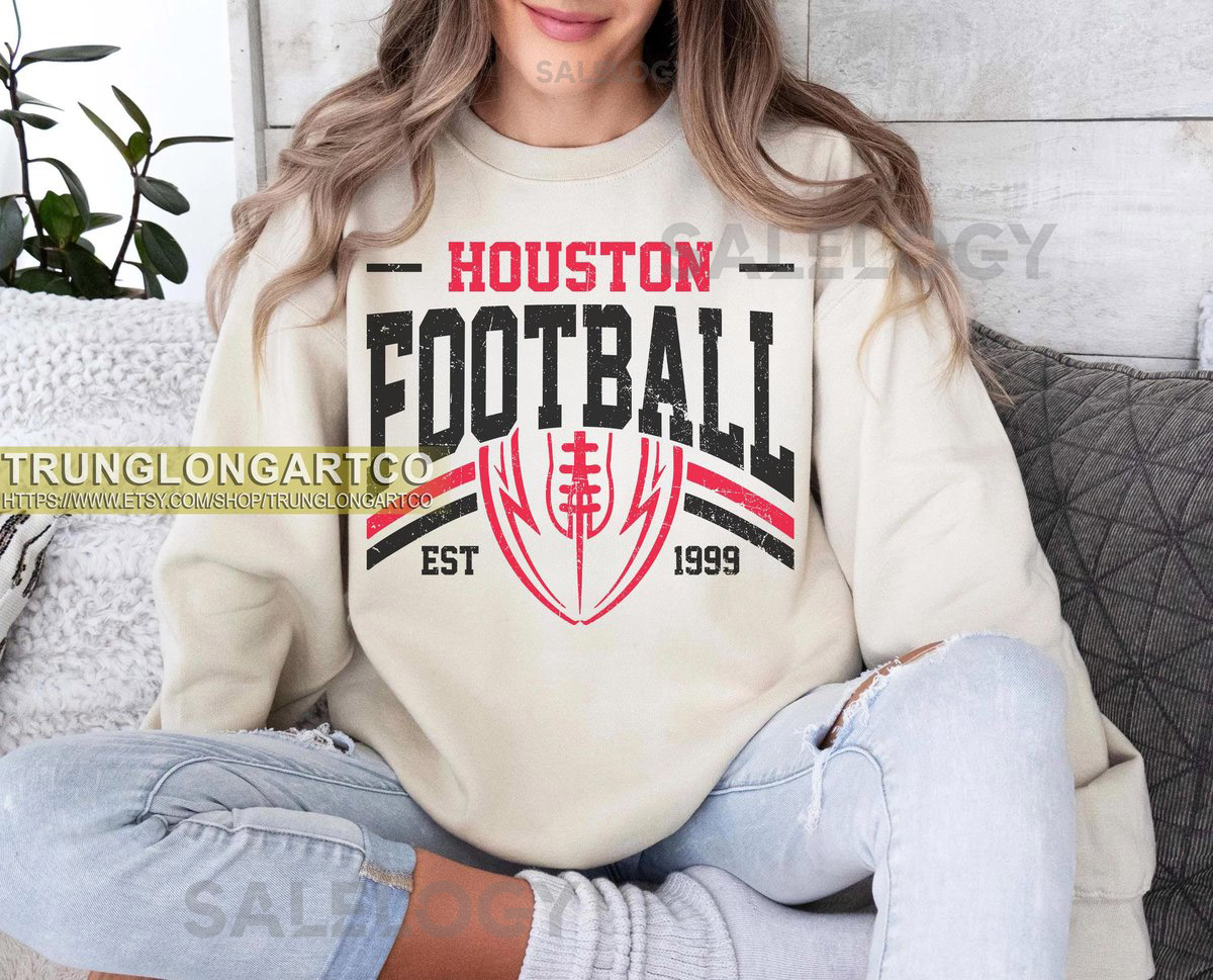 Vintage style Houston Football sweatshirt Football shirtHouston football Crewneck tshirt Game day FootballAmerican footbal_1026