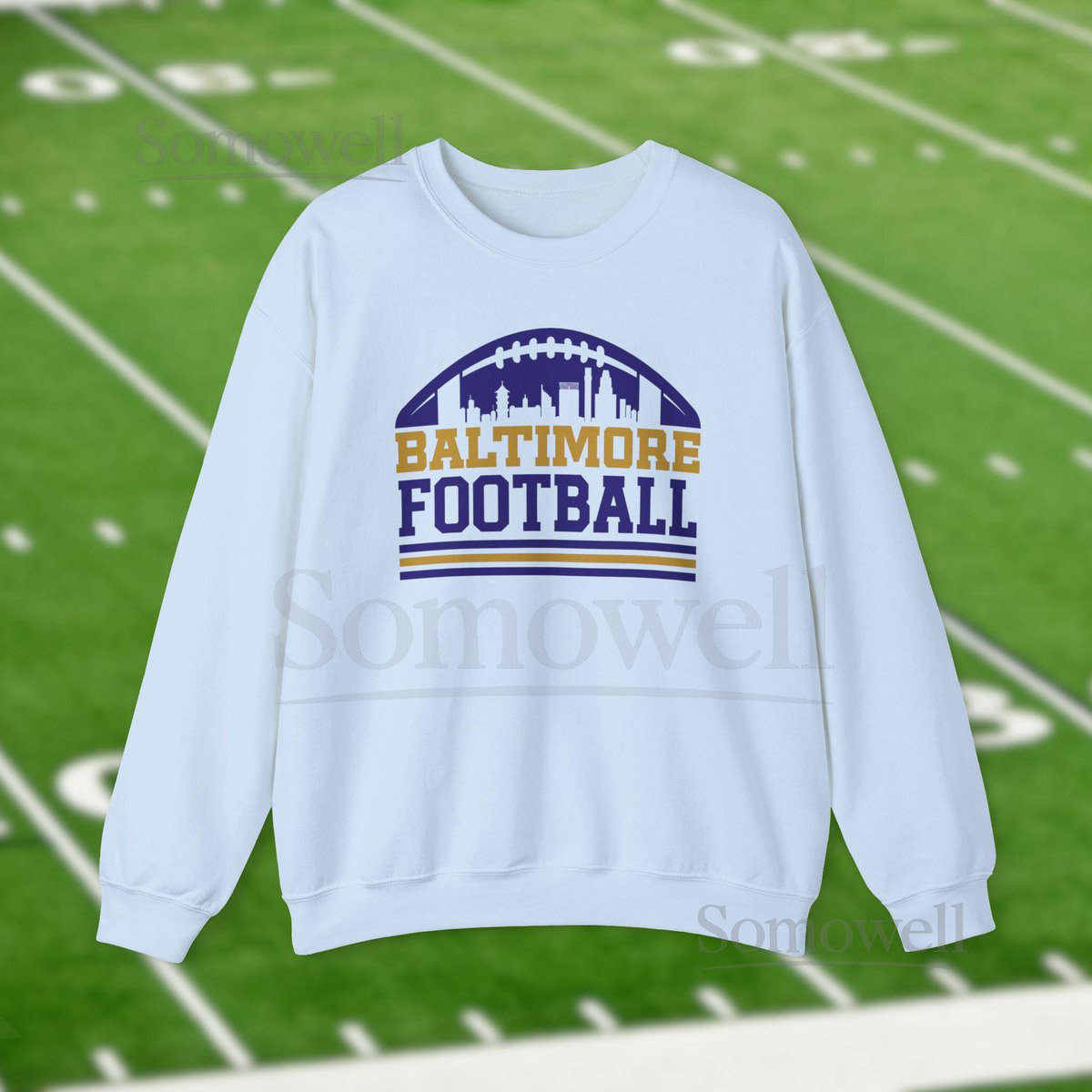 Baltimore Ravens Football Sweatshirt Trendy City Skyline Fan Shirt Vintage Retro Shirts Game Day Raven Apparel Tailgate Gift For Him_144