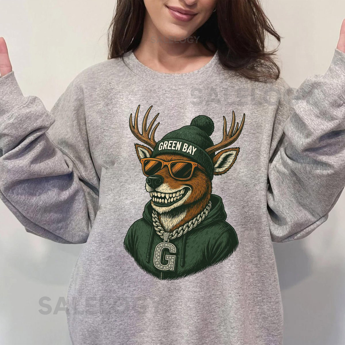 Green Bay Deer Football Vintage Style Sweatshirt Green Bay Shirt Retro Style 90s Unisex Crewneck Graphic Tee Gift For Football Fan Sport_367