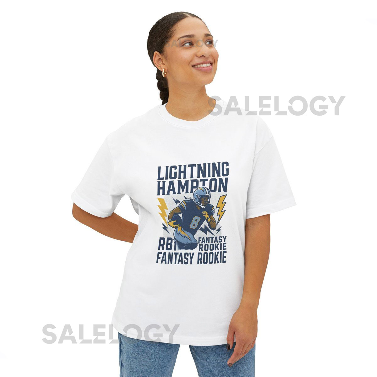 Lightning Hampton Football Tee Chargers RB1 Retro Streetwear_512