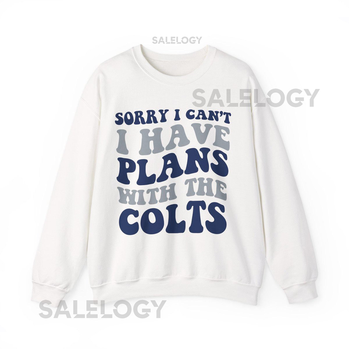 Sorry I Can't I Have Plans With Indianapolis Football Sweatshirt Blue and White Fan Pullover Colt Fans Ga_832