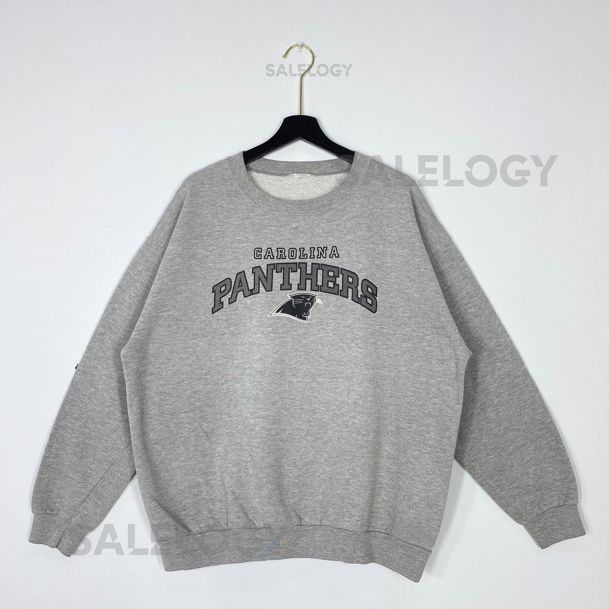 Vintage Carolina Panthers Sweatshirt Crewneck Pullover Sportswear NFL Carolina Panthers Print Logo Grey XLarge_1054