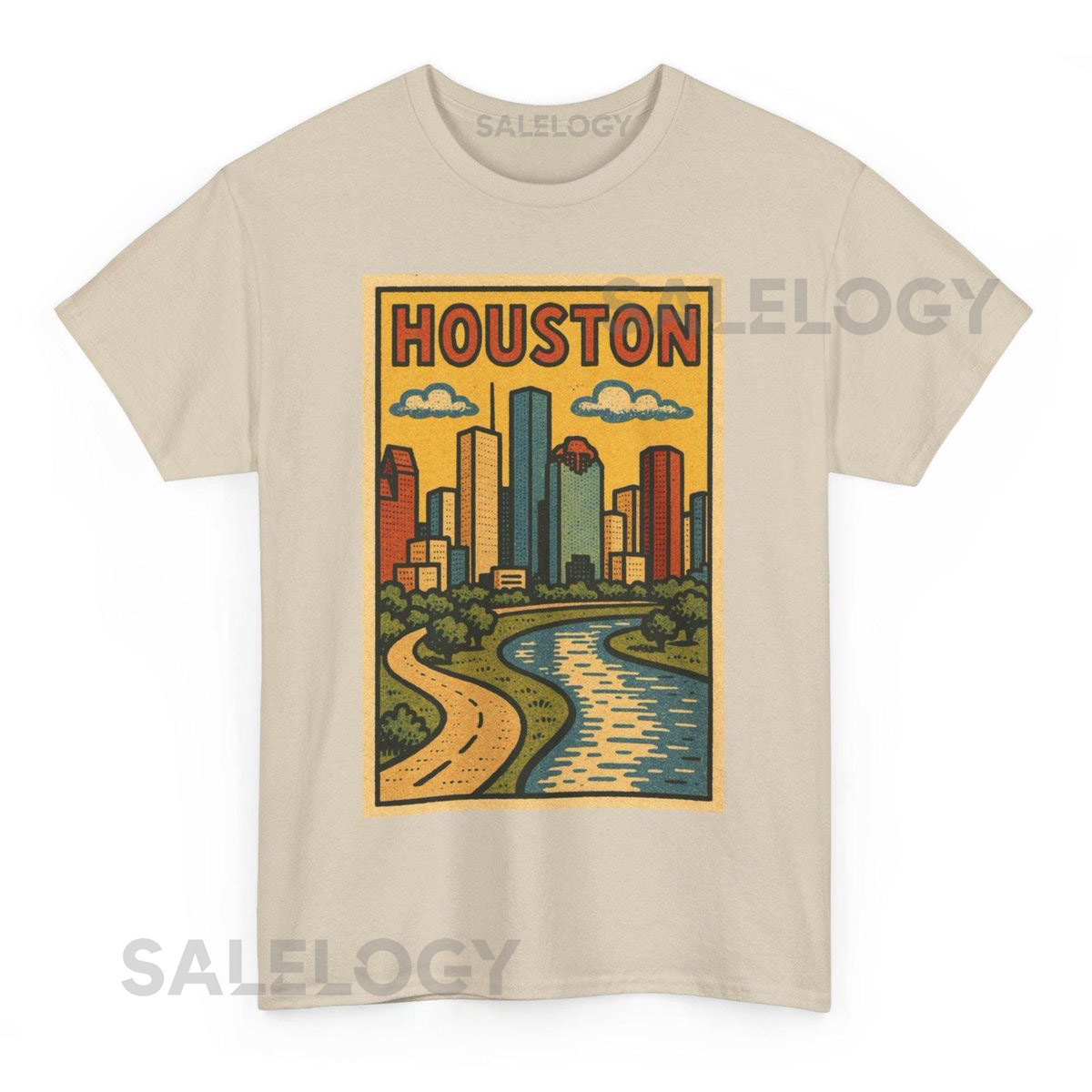 Houston T-Shirt Retro Comic Texas City Skyli_387