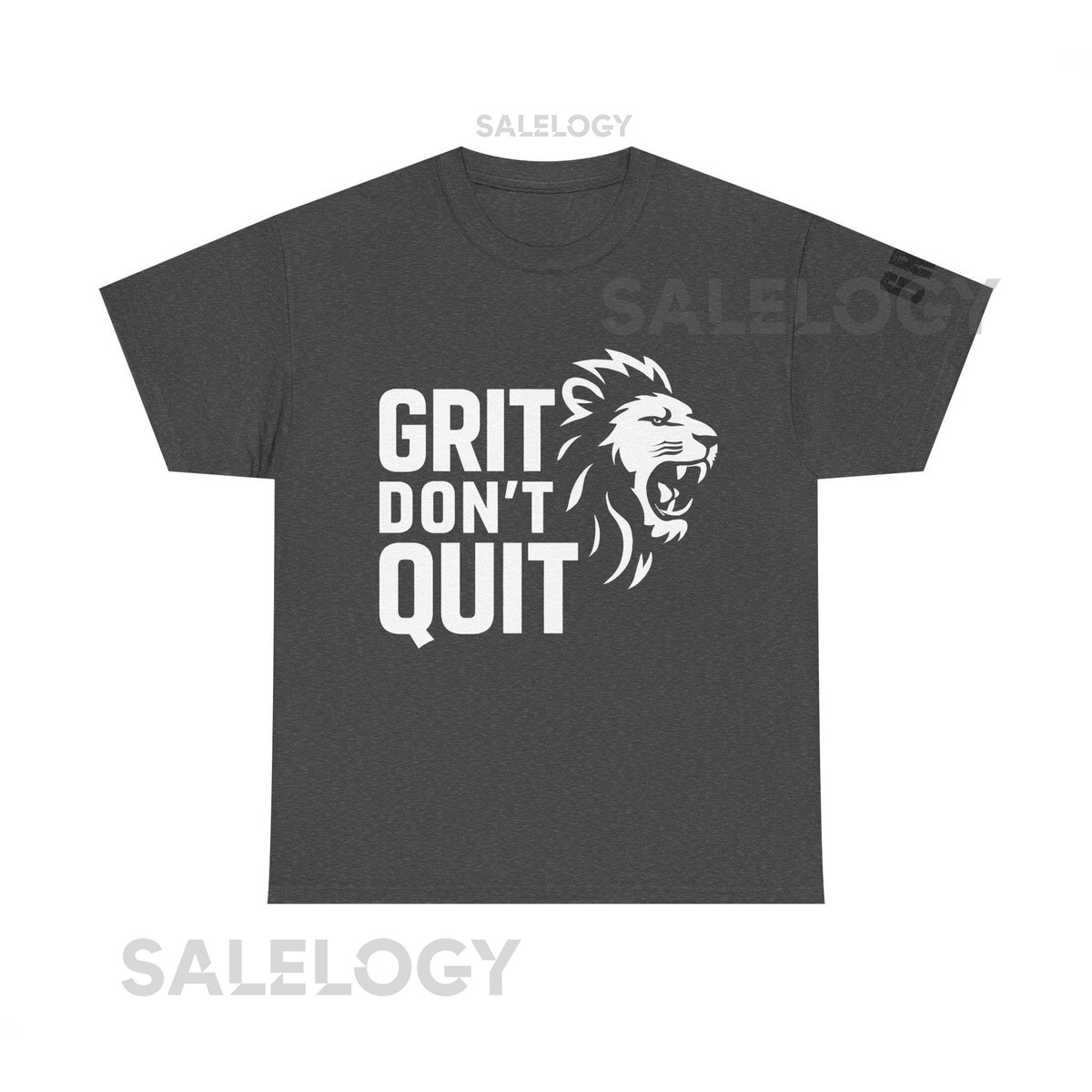Detroit Lions GRIT DON'T QUIT White Text Cotton Tee Unisex Heavy T-Shirt Detroit Football Fan Gift_250