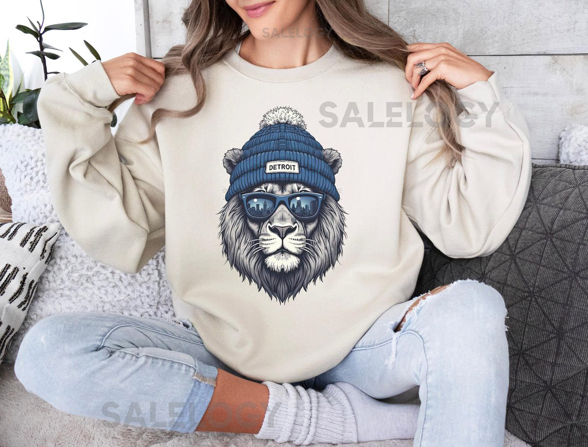Detroit Pride Football Shirt Skyline Lion T-Shirt Motor City Streetwear Sweatshirt and Hoodie_328