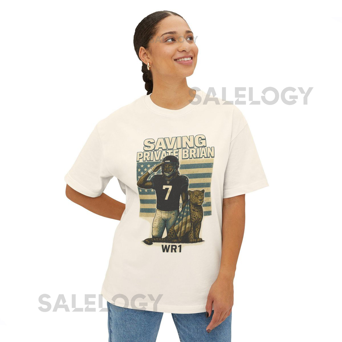 Vintage Jacksonville Jaguars Oversized Tee Retro Football Fan _1013