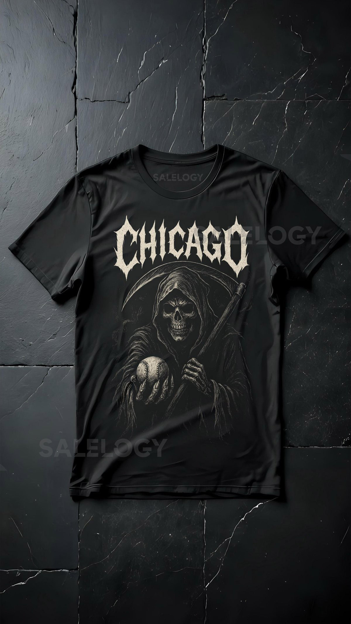 Chicago White Sox Reaper T-Shirt South Side Metal Band Style_237
