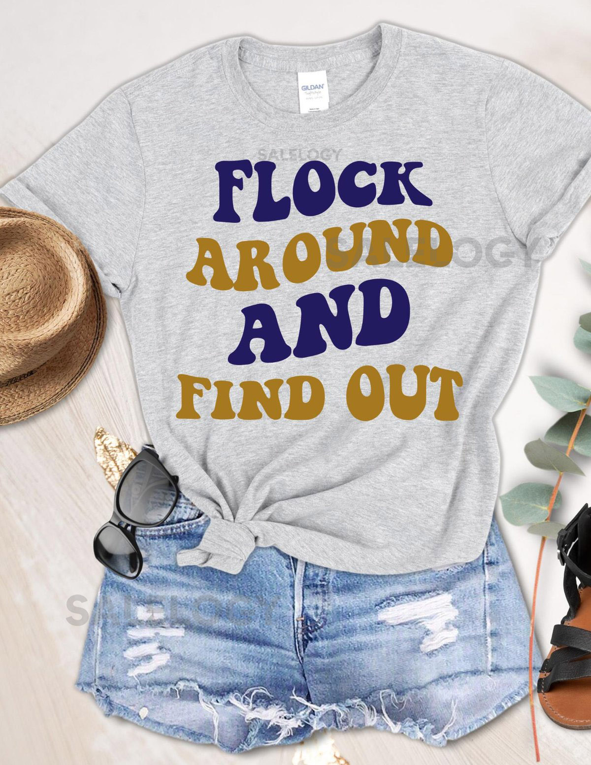 Baltimore Ravens Shirt Flock Around and Find Out T-Shirt NFL Graphic Tee Football Sweatshirt_155