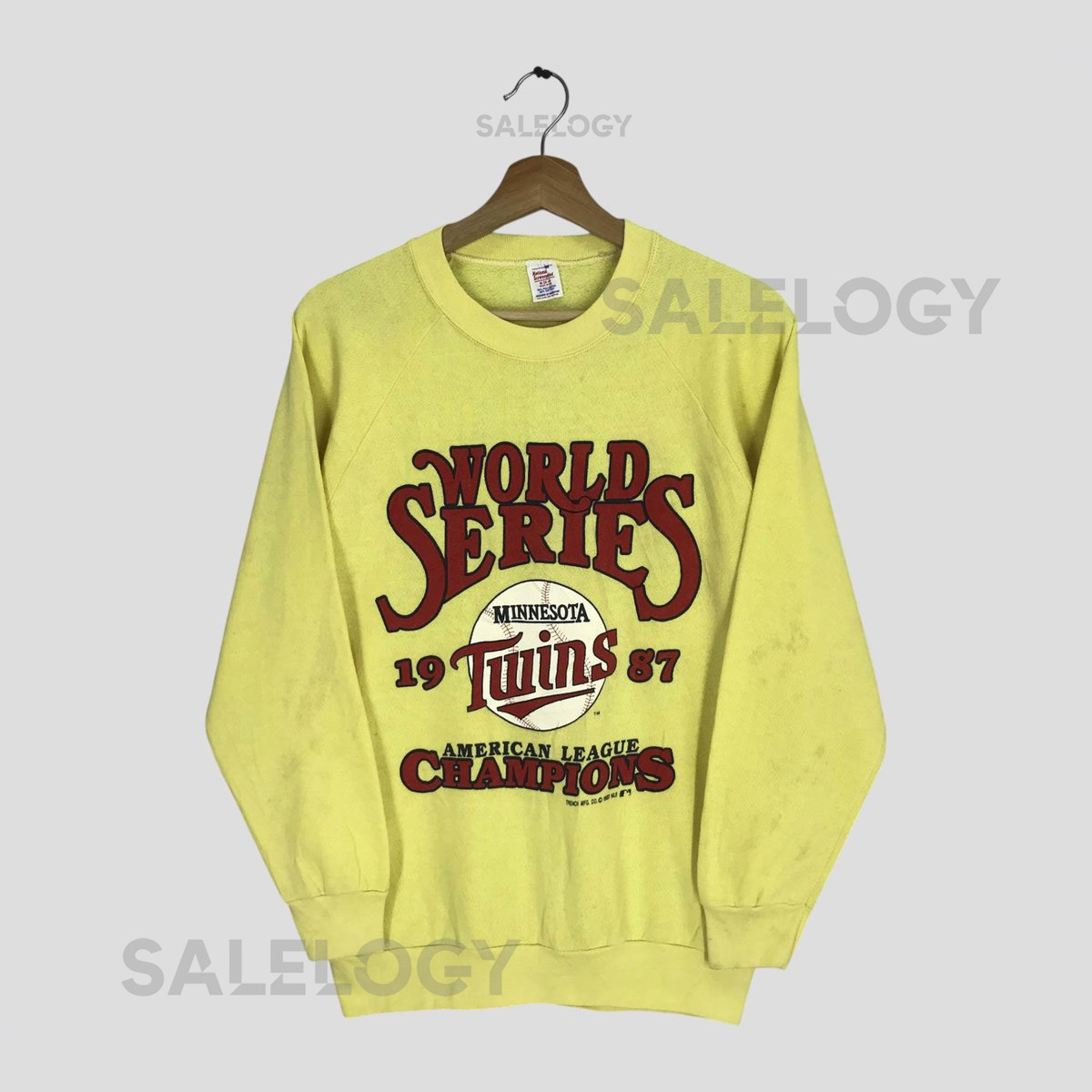 Vintage 80's Minnesota Twins Yellow Sweatshirt Medium Minnesota Twins World Series Champions Logo Sweater Minnesota Twins Baseball Size M_874