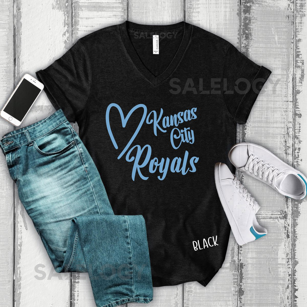 Kansas City Royals Baseball Short Sleeve V-Neck Tee_407