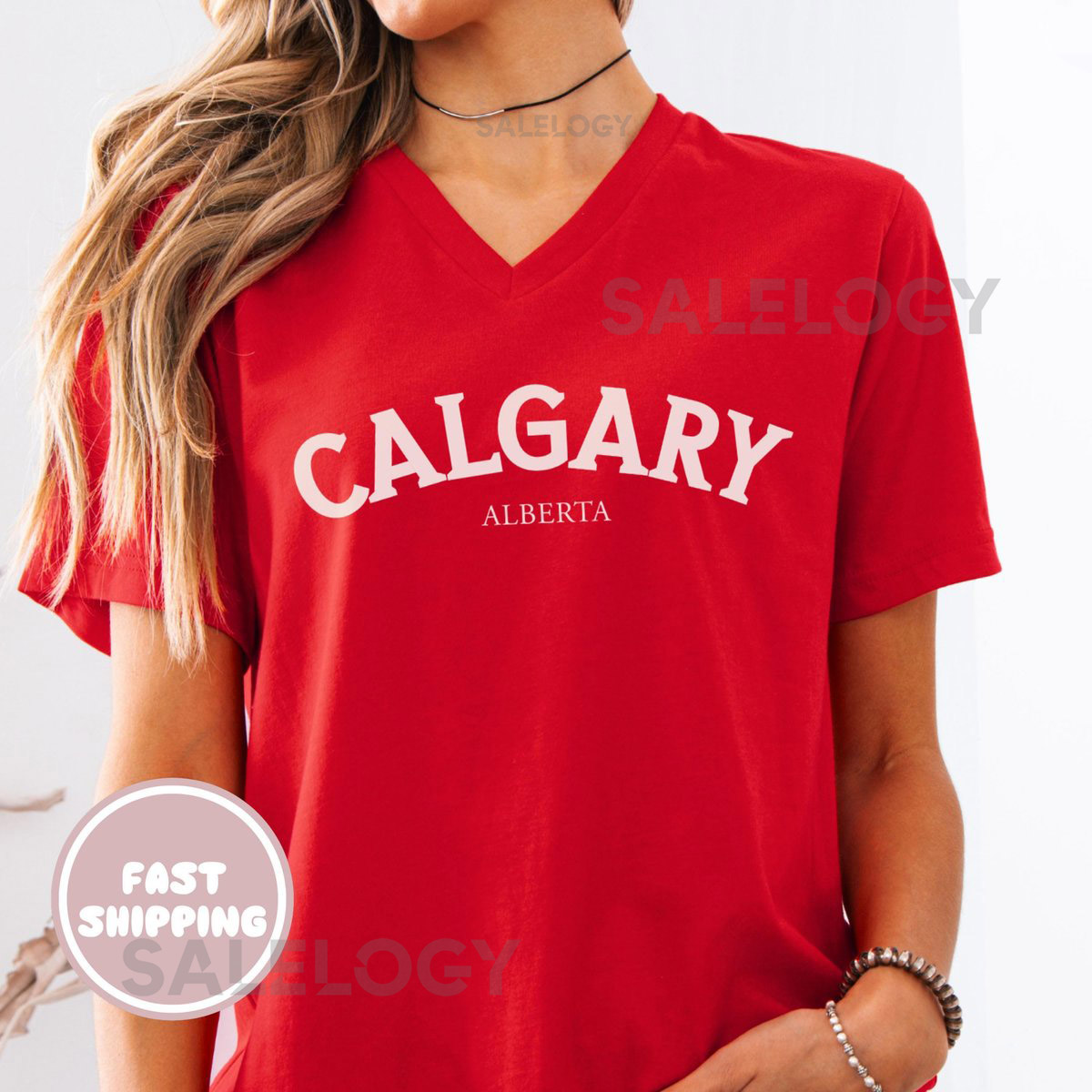 Comfy Calgary Alberta V-Neck Shirt Calgary T-Shirt Canada Souvenir Calgary Gift Idea Western Canada Shirt for Travelers and Proud Locals_102