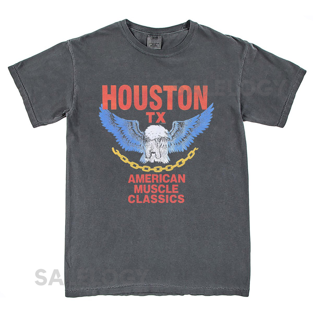 Retro American Muscle Car T-Shirt Houston Texas Cl_792
