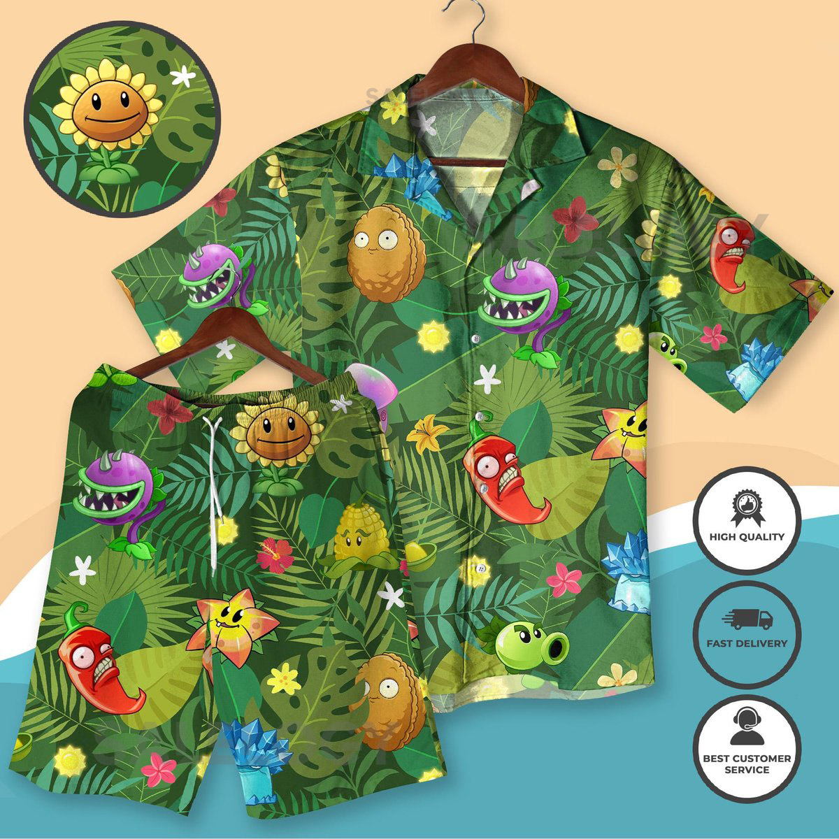 Plants vs Zombies Hawaiian Shirt Shorts Funny Tropical Gamer Outfit Cartoon Beachwear Gift for Him Her Halloween Shirt gifts Idea_213