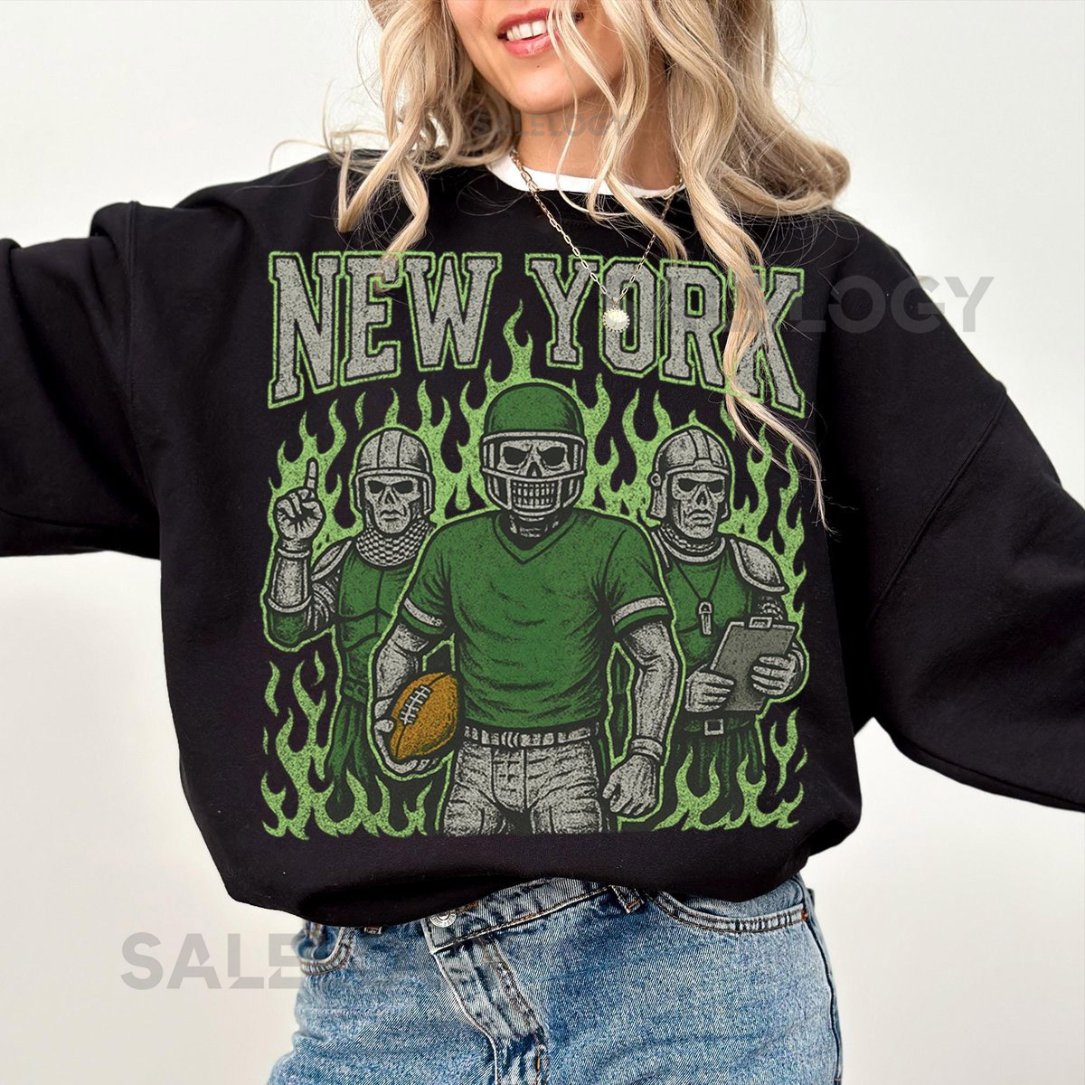 Vintage New York Football Sweatshirt Retro NY Jets Crewneck Old School Football Fan Apparel Sunday Game Day Shirt_745