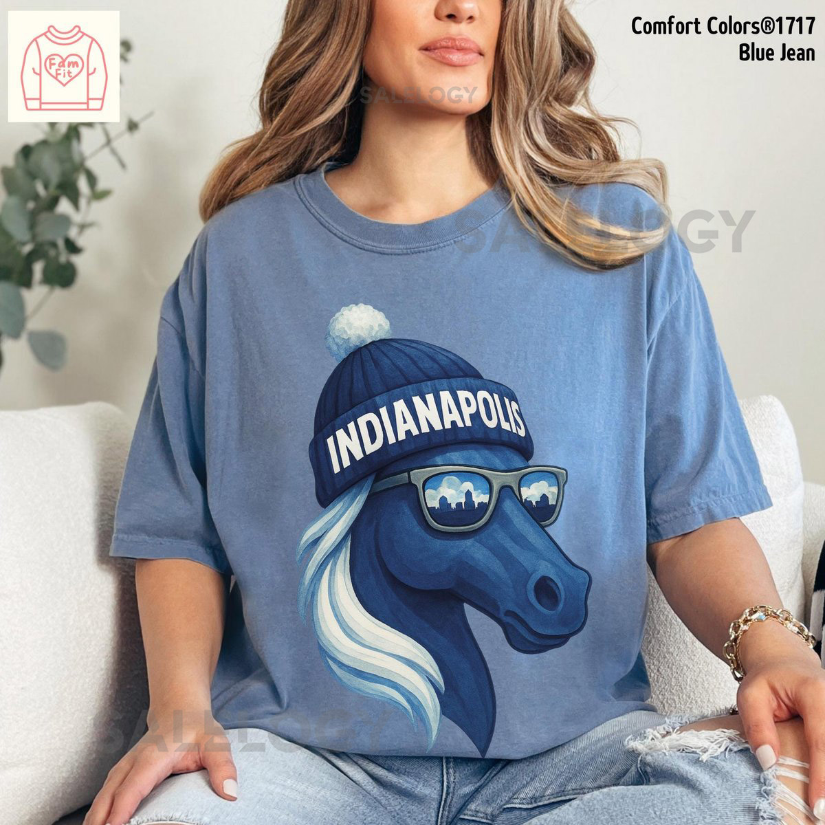 Comfort Colors Indianapolis Tshirt - Colt Watercolor Tee Football Gameday Shirt FamF_64