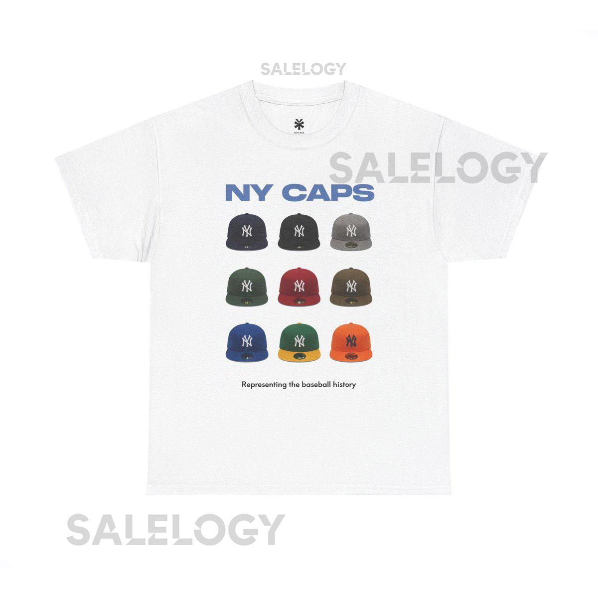 Vintage NY Caps Graphic Tee Retro Yankees Baseball Shirt_519