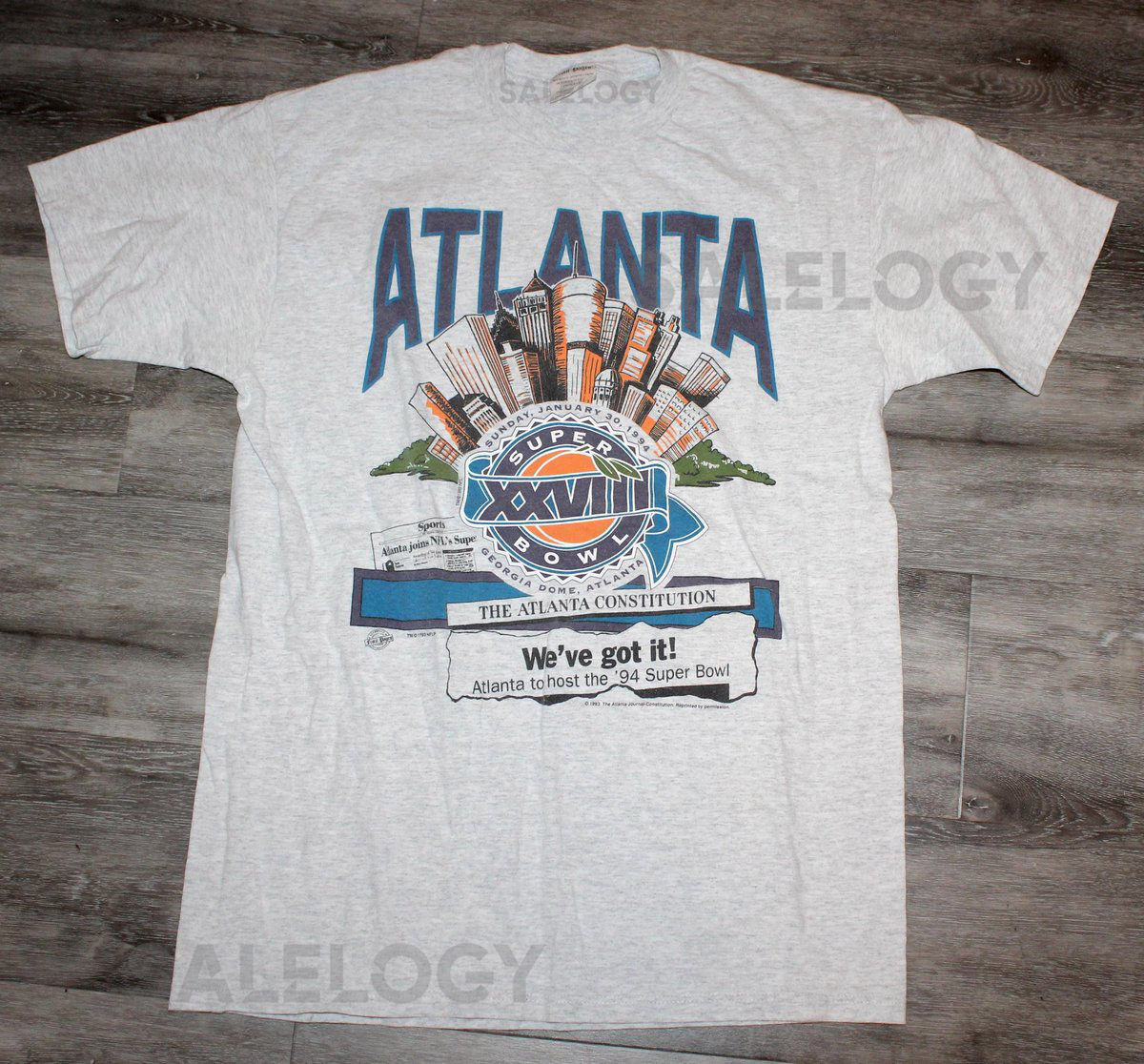 Vintage 90s Clothing NFL Buffalo Bills Dallas Cowboys Football Super Bowl 1994 Atlanta Men Size Large Retro Logo Print Short Sleeve T Shirt_495