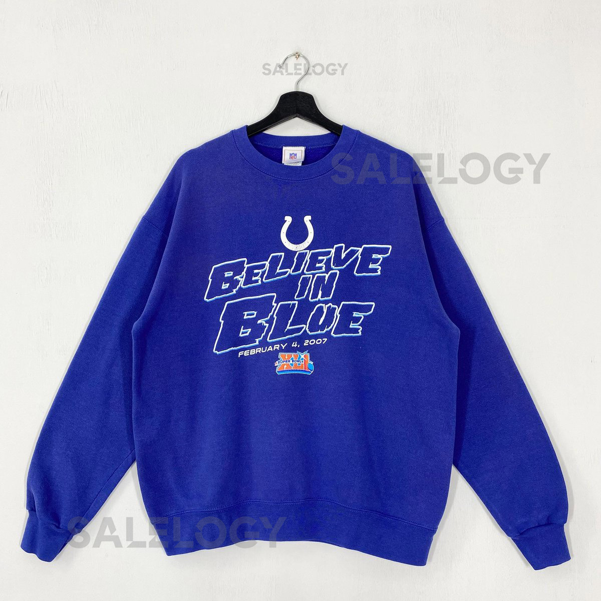 Vintage Indianapolis Colts Sweatshirt Crewneck Pullover Sportswear NFL Indianapolis Colts Print Logo Blue_989