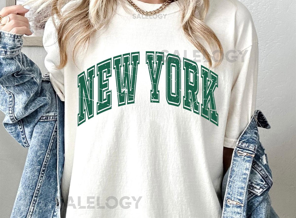 Vintage Football Shirt Retro New York Fan Tee Green and White Unisex Sports Top Game Day Outfit Football Gift_722