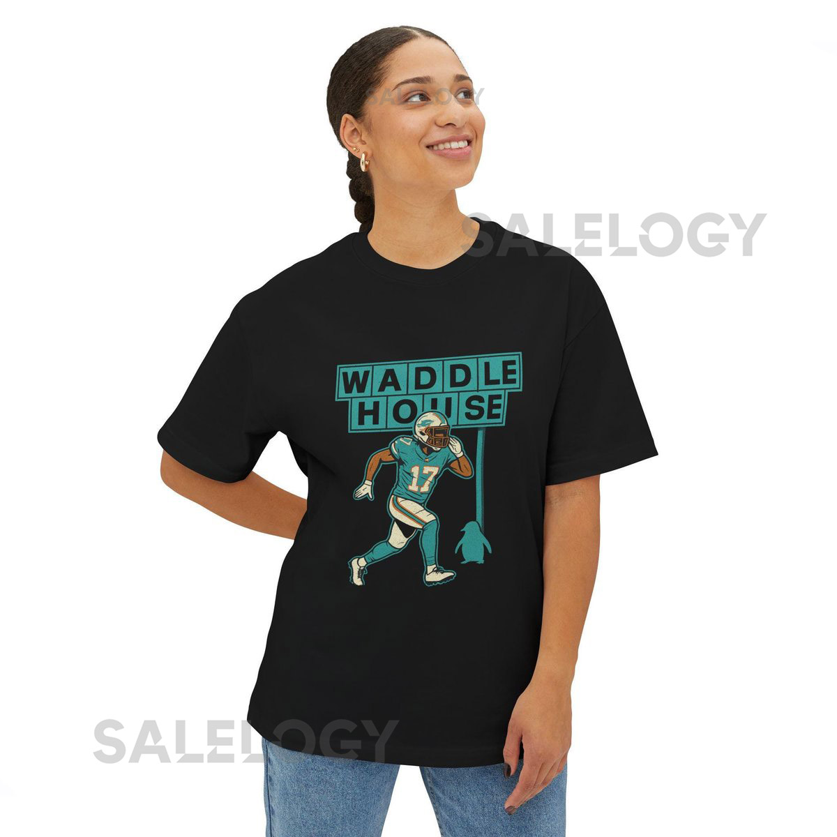 Jaylen Waddle Parody Tee Miami Dolphins Oversized Graphic T-Shirt_356