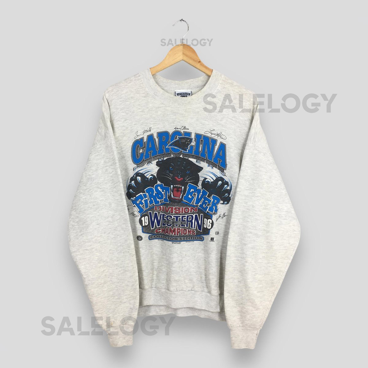 Vintage Carolina Panthers NFL Football Sweatshirt XLarge Carolina Panthers National Football Printed Logo Sweater Panthers Rugby Crewneck XL_1043