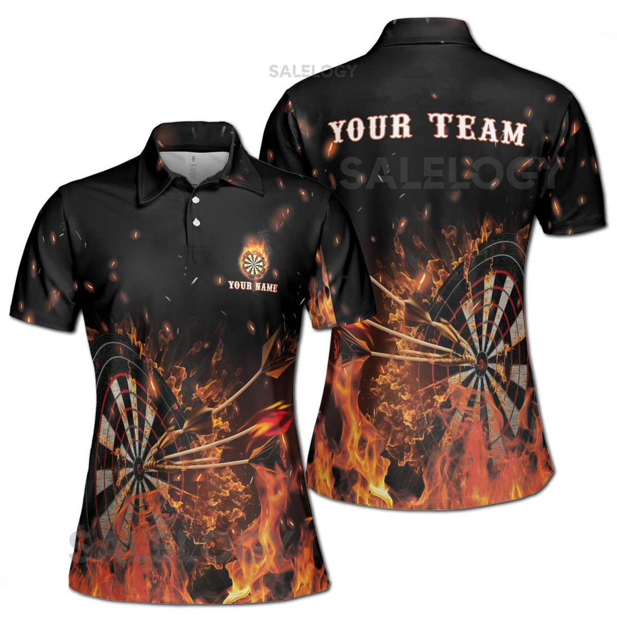 Custom Name Darts Flame Women39s Polo Shirt S-5XL_73