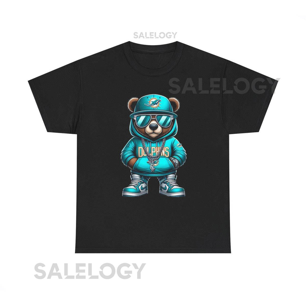 Miami Dolphins NFL Football Cool Bear Graphic Tee Unisex Heavy Cotton Shirt Casual Wear Gift for Him or Her Summer Style_422