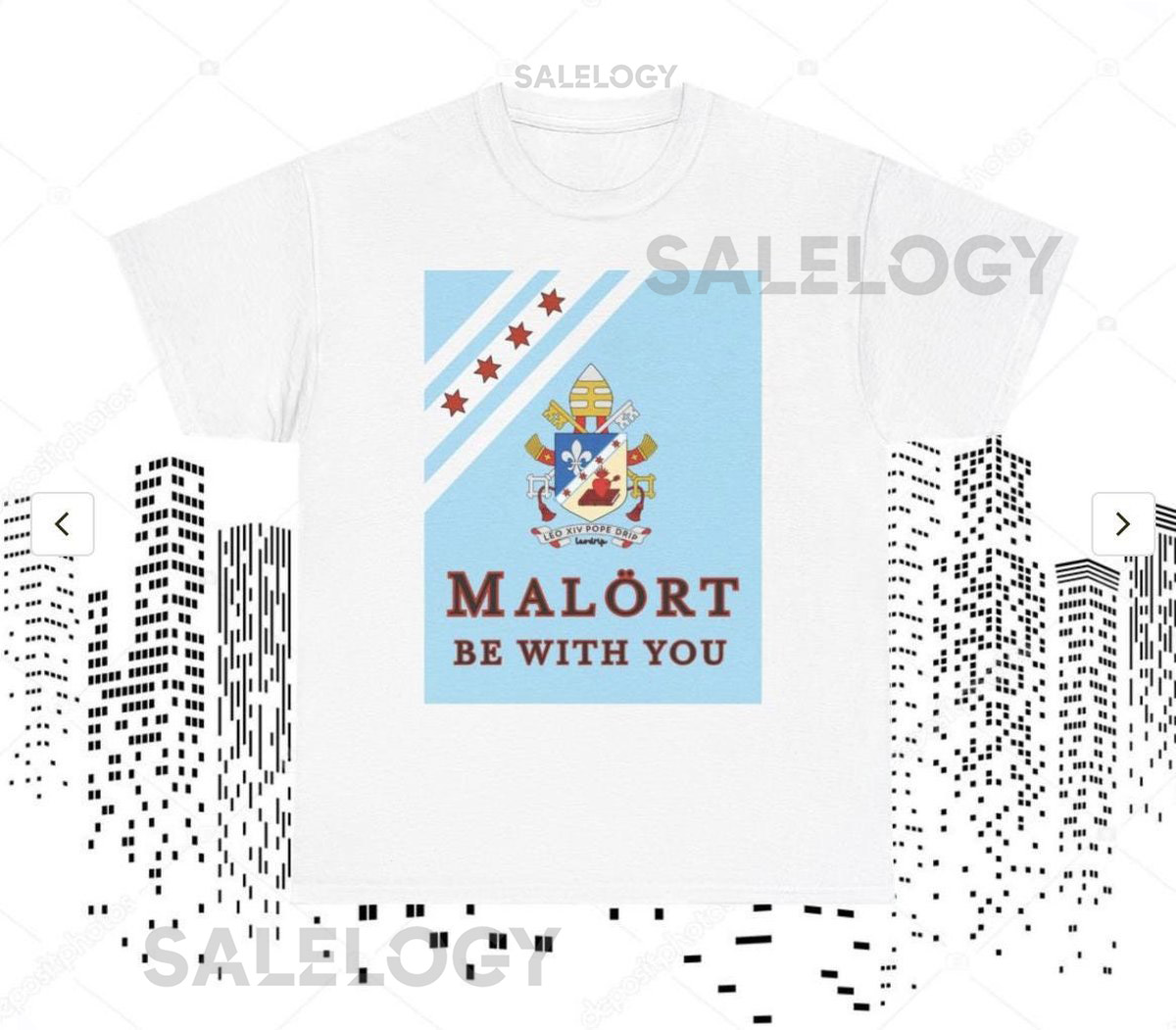 LeoDrip Chicago T-Shirt MalÃ¶rt Be With You Pope Leo Chicago Flag Design_576