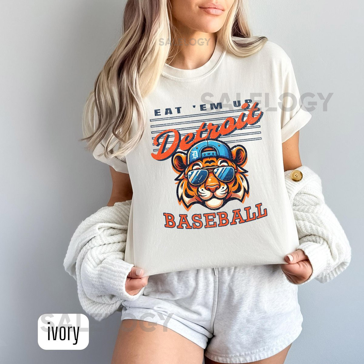 Detroit Baseball T-Shirt Eat 'Em Up Motor City - Comfort Colors_144