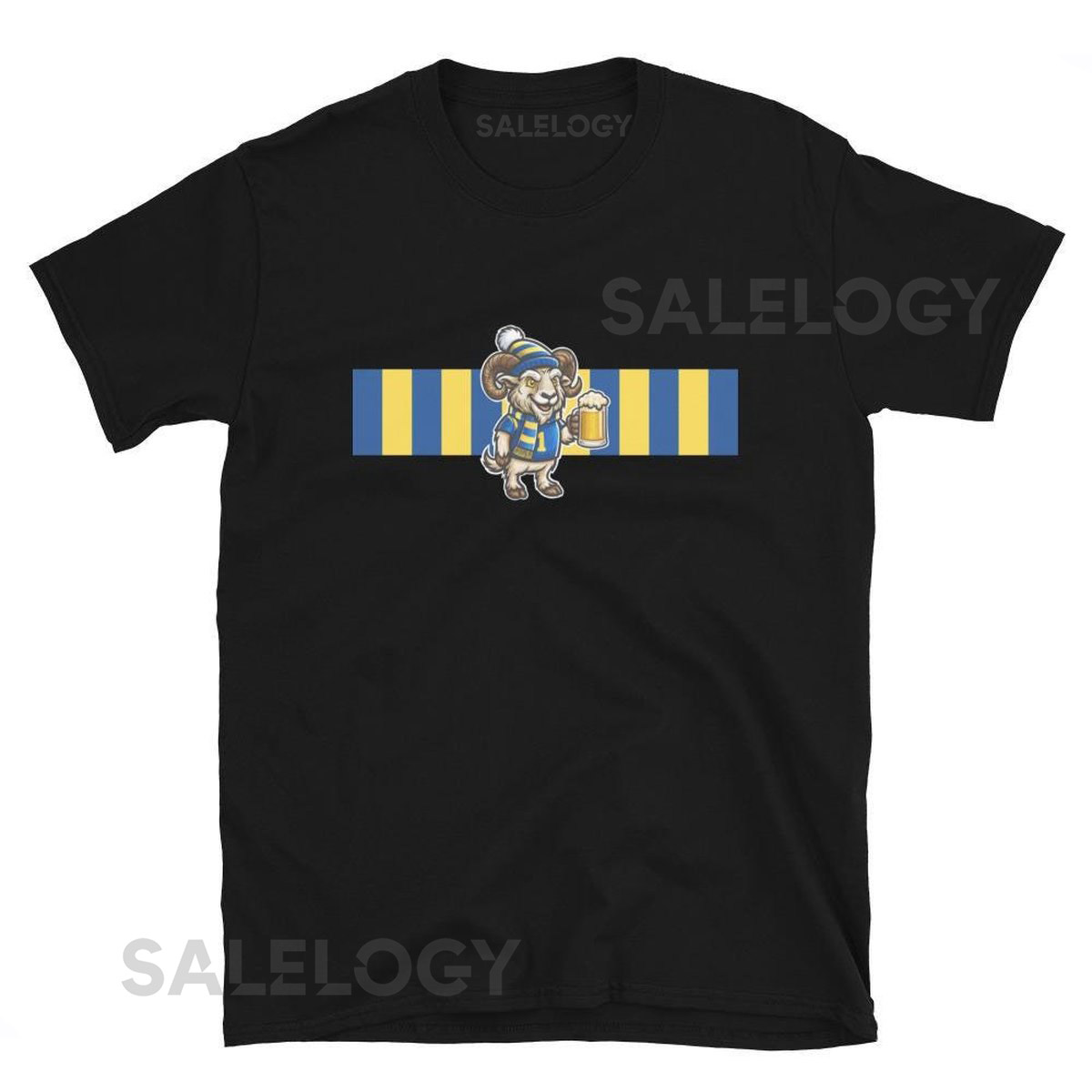 Ram Blue Yellow Stripes Cartoon Style Inspired Artwork Short-Sleeve Unisex T-Shirt_696