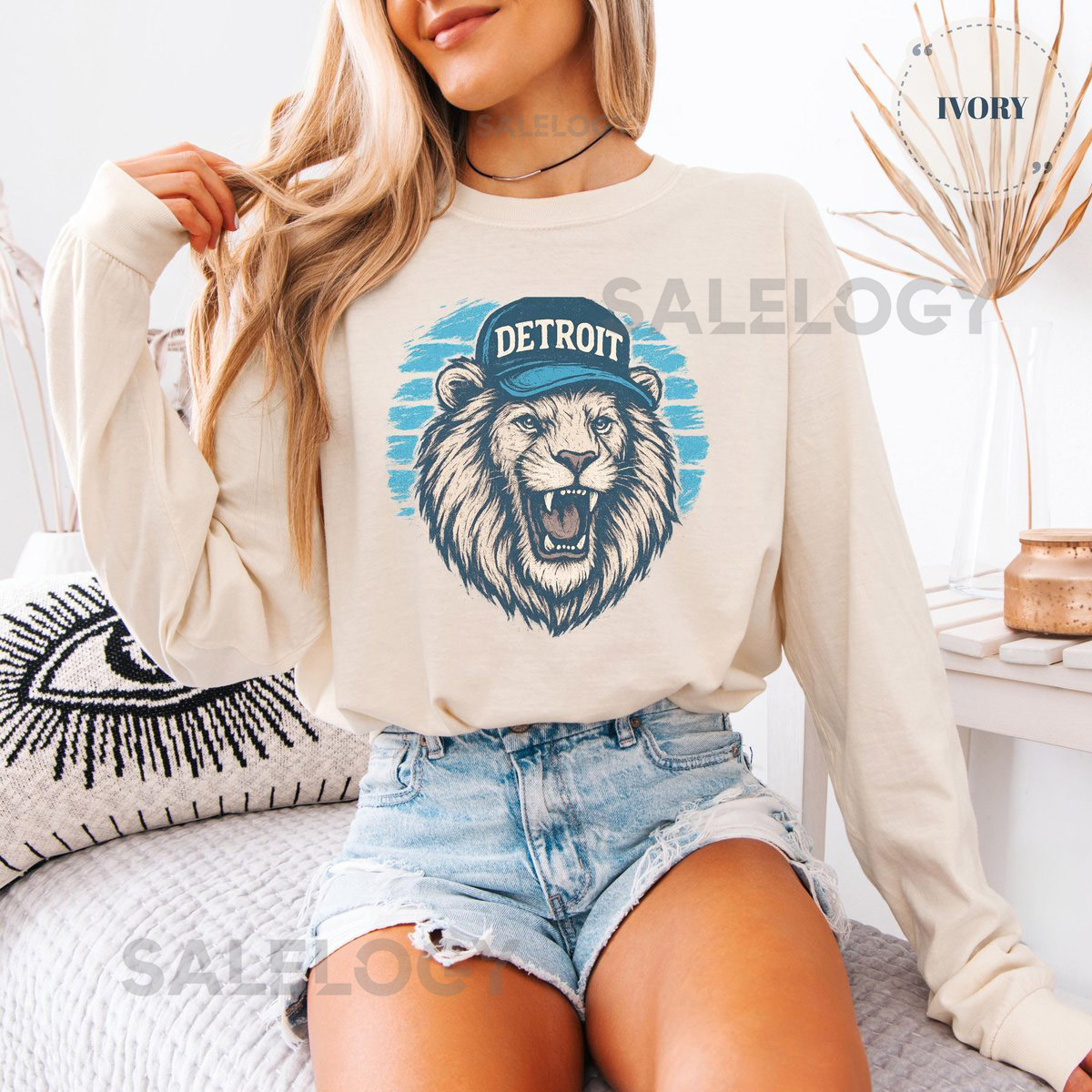 Detroit Football Shirt Comfort Colors Game Day Shirt Unisex Detroit Crewneck for Football Fans Lion Mascot Detroit Shirt Lion Lover_126