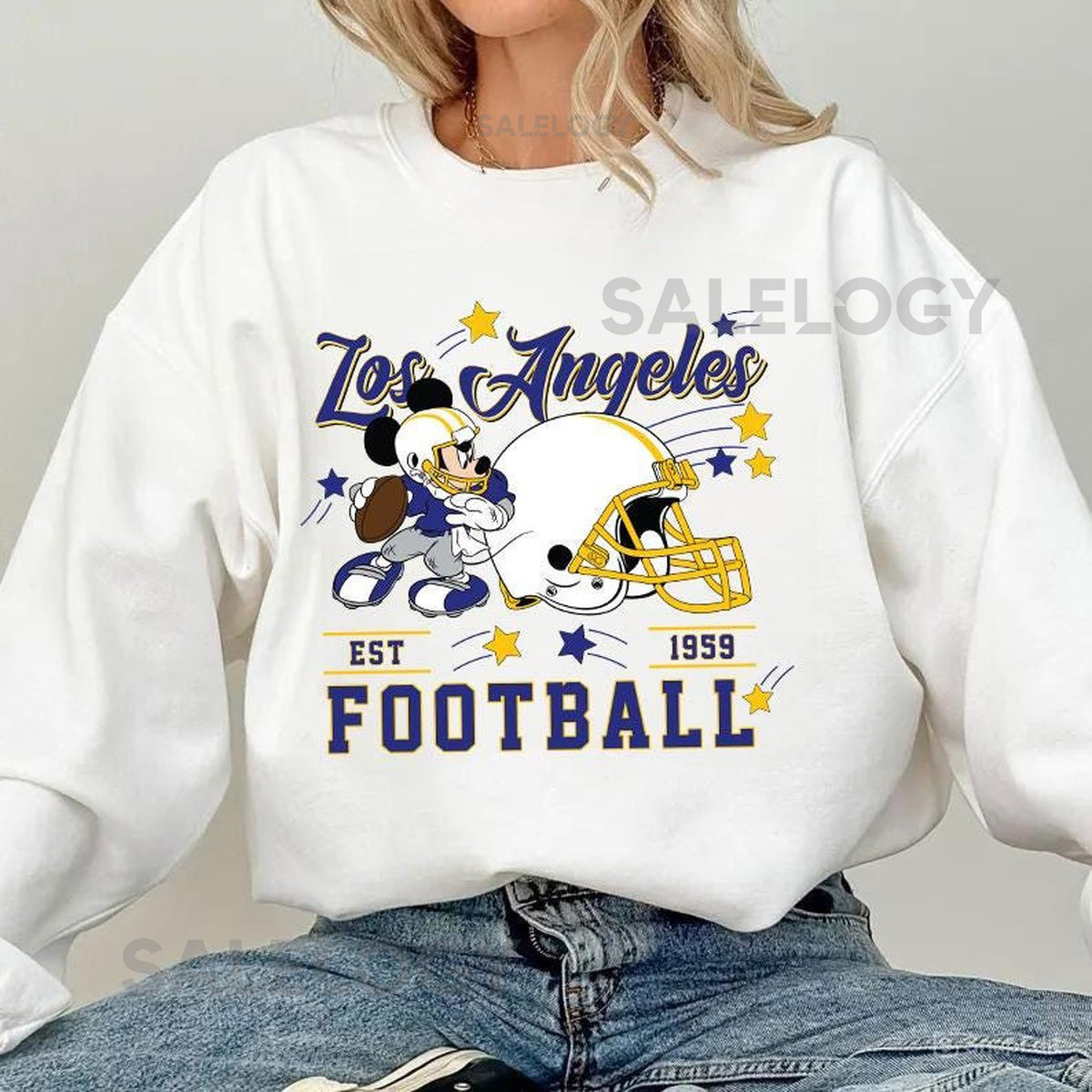 Vintage Los Angeles Football Sweatshirt Retro Cartoon Graphic Pullover 90s Style Sports Fan Sweater Unisex Cozyt Crewneck Football shir_141