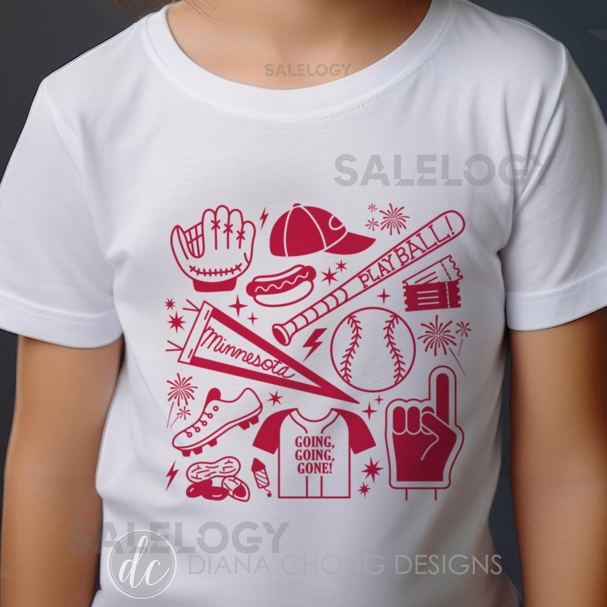 Kids Minnesota Baseball T-Shirt Unisex Blue White Graphic Tees_529