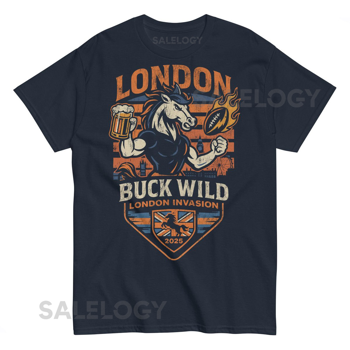 Buck Wild Denver x London Invasion 2025 Football Tee_50
