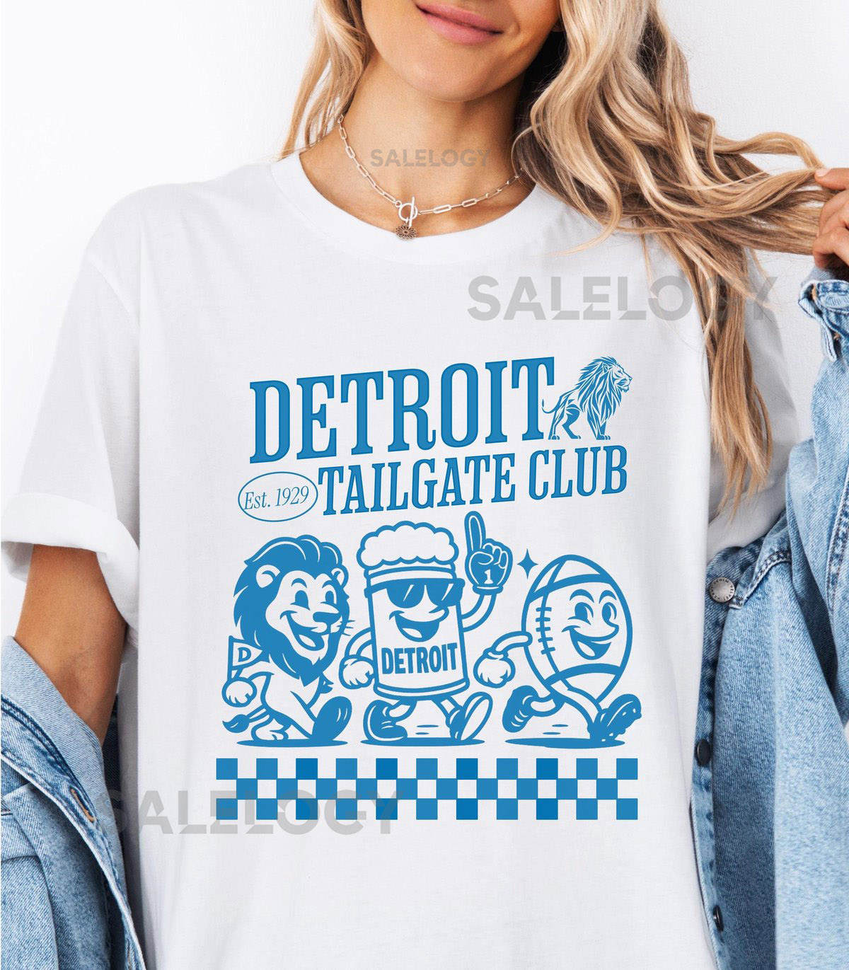 Detroit Football T-Shirt Retro Lion Tailgate Tee - Unisex_161