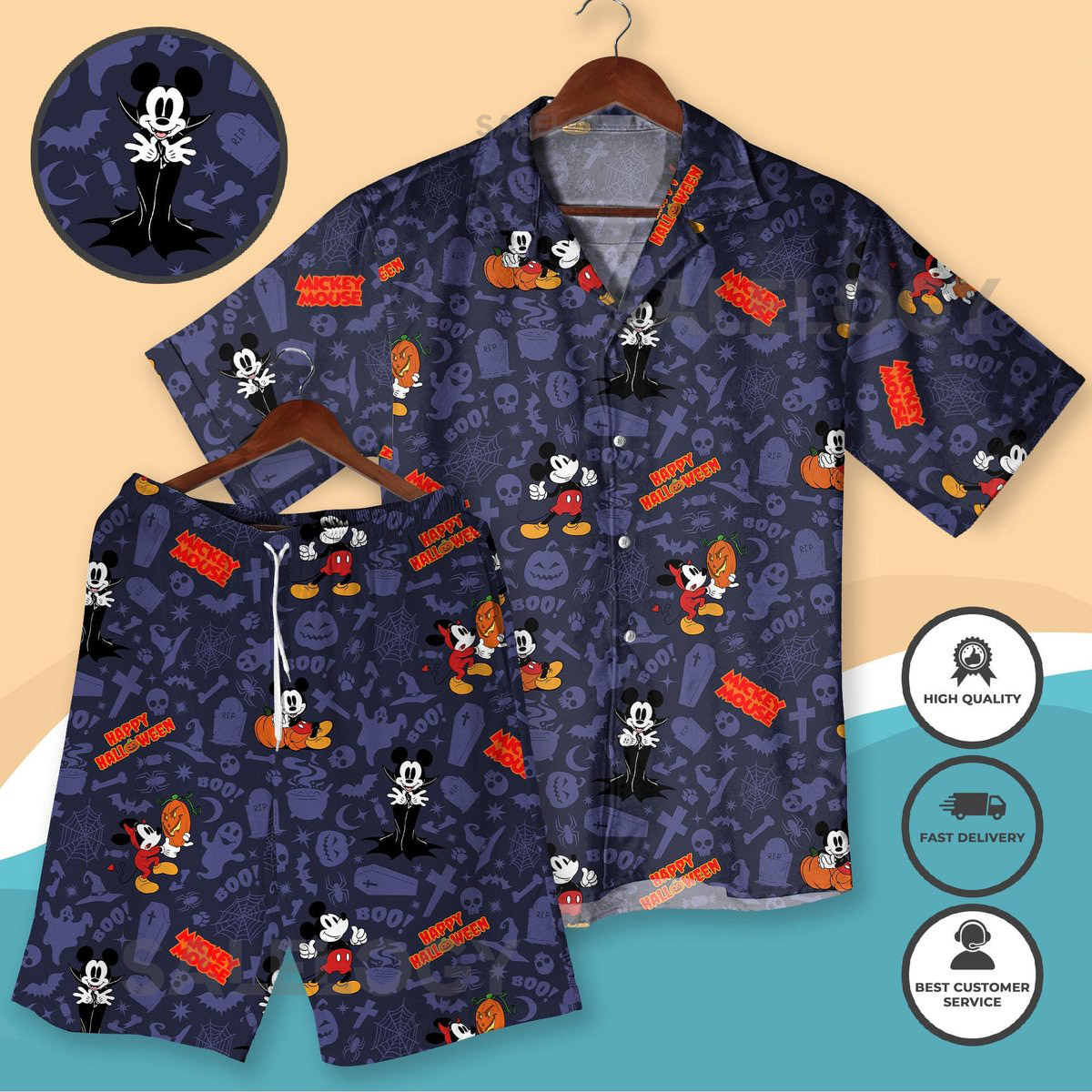 Mickey Mouse Halloween Hawaiian Shirt Shorts Spooky Mickey Costume Outfit Boo Party Matching Fall Clothing Halloween Shirt Gifts_175