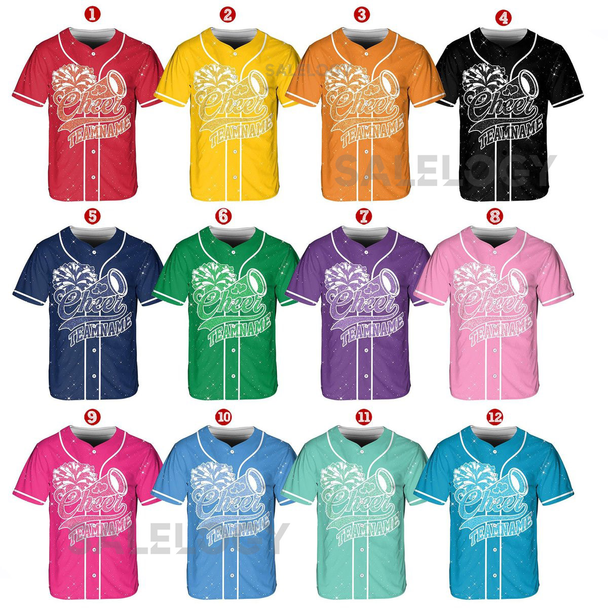 Personalized Team Name Number Bow Ribbon Baseball Jersey Sparkle Glitter Team Uniform Cheer Shirt for Adult Kid Youth Custom Cheerleading_686