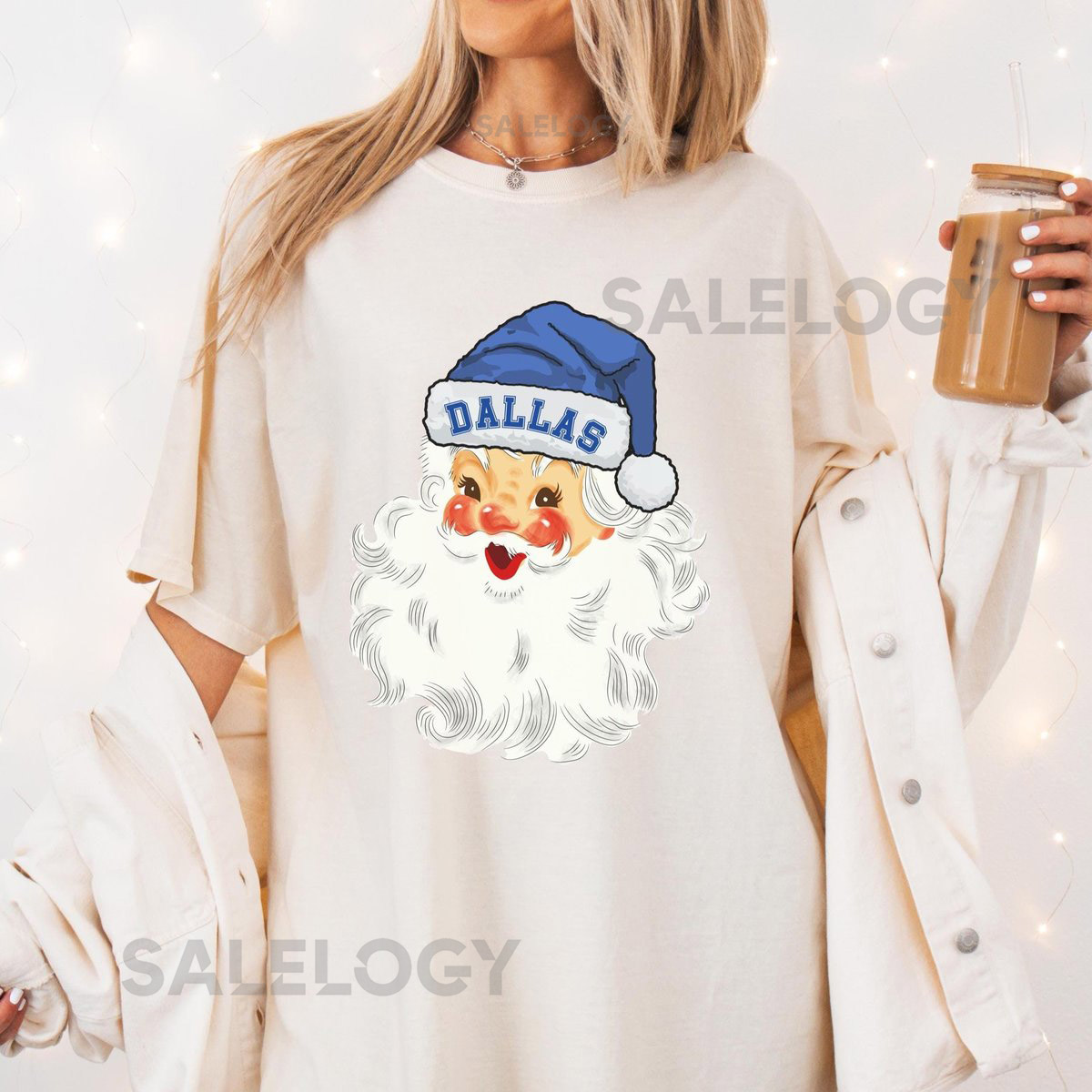 Santa Claus Dallas Football Fan Unisex T-shirt Cowboy Attire Christmas Shirt Comfort Colors Tee Holiday Apparel Festive Fan Gift_447