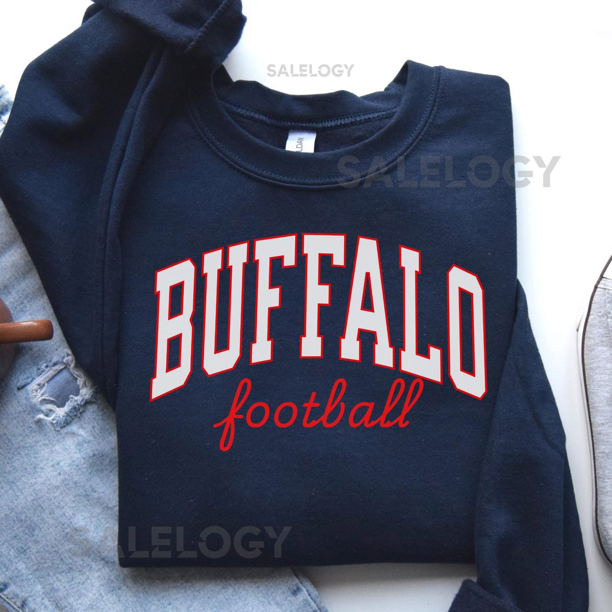 Vintage Buffalo Football Sweatshirt Game Day Crewneck_1010