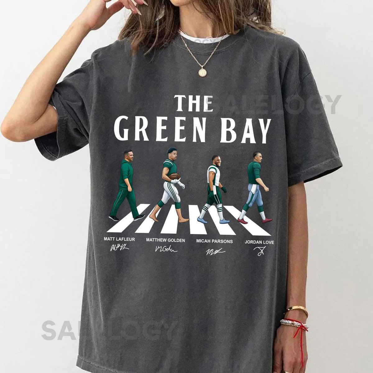 The Green Bay Walking Road Signatures Football Shirt Matt LaFleur Matthew Golden Micah Parsons Jordan Love Green Bay Football Shirt_665